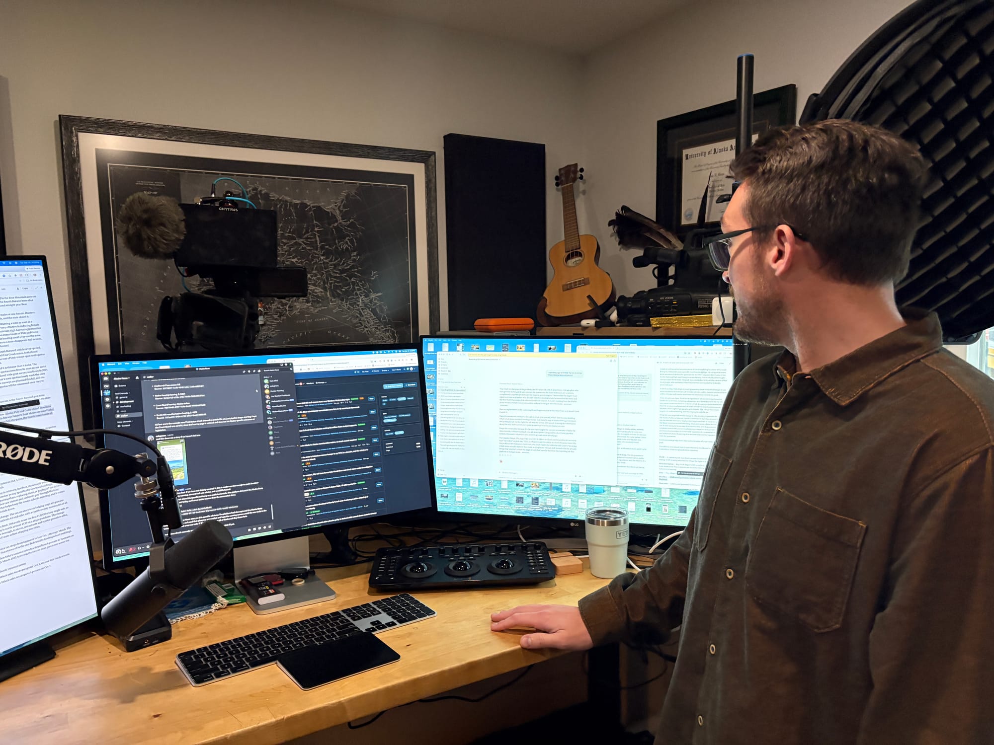 Cale Green edits Alaska News from his home office near Anchorage's Valley of the Moon Park. (Nathaniel Herz/Anchorage Press)