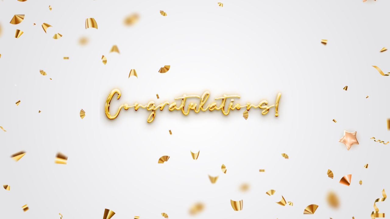 ขอแสดงความยินดีกับความสำเร็จของคุณ