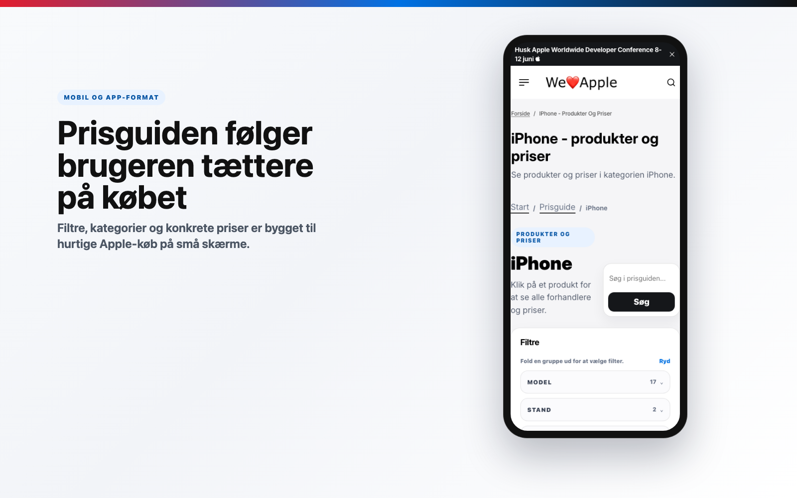 We❤️Apple Prisguide i mobil- og app-format