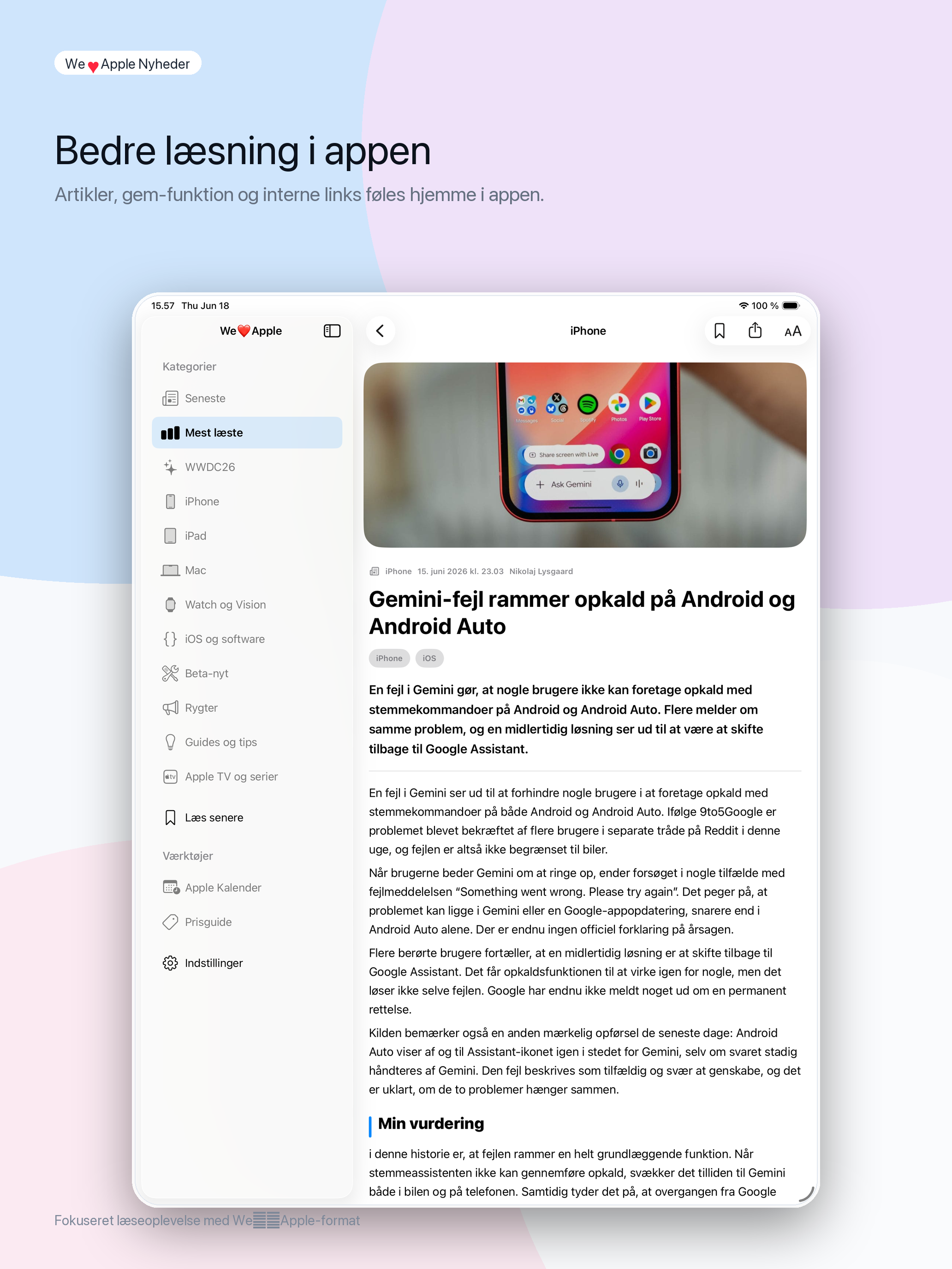 Reader med fokus på iPad