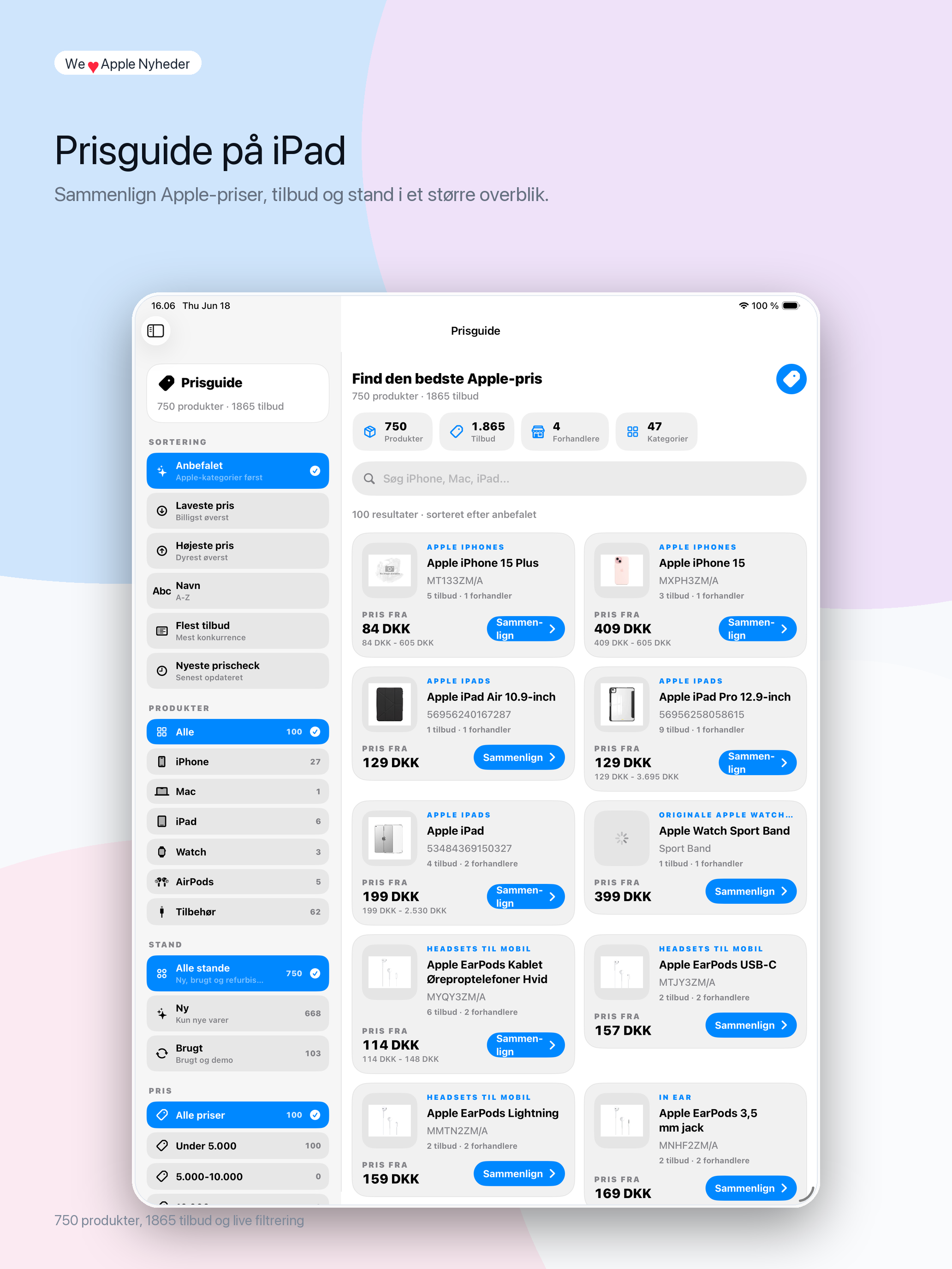 Prisguide på iPad på iPad