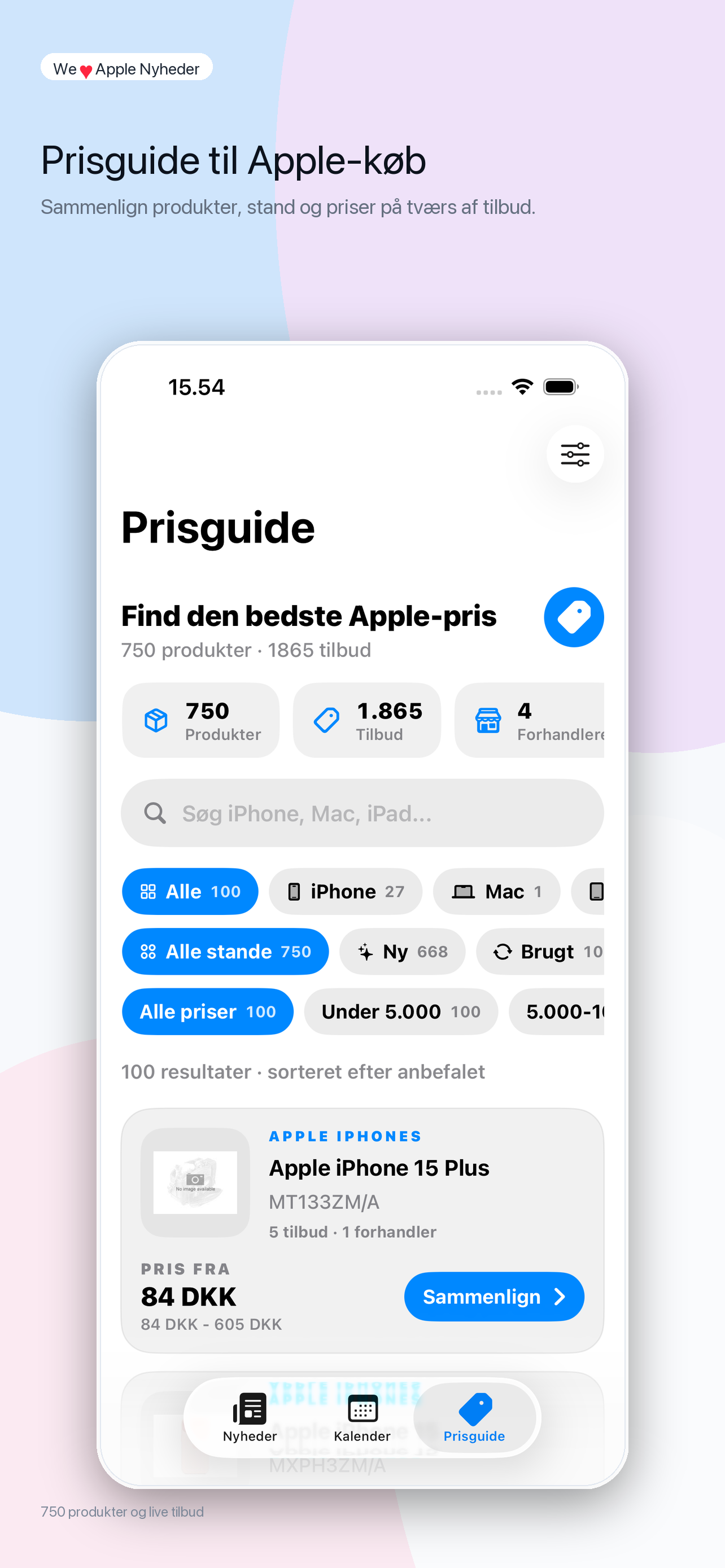 Prisguide i appen på iPhone
