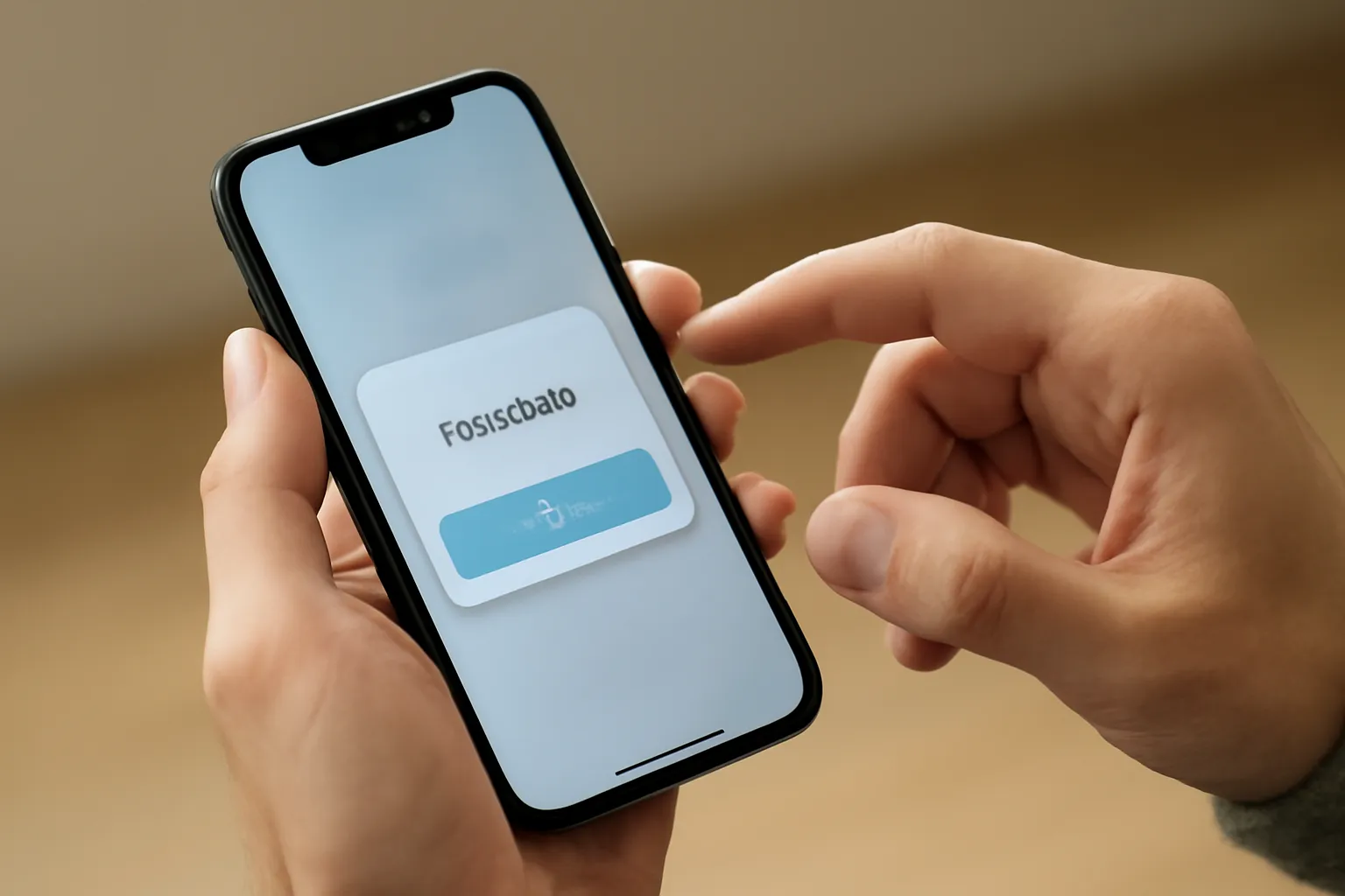 Close-up of an iPhone in hand with a blurred App Store-like choice screen and a second hand hovering as if deciding between payment or download options, emphasizing friction and choice.