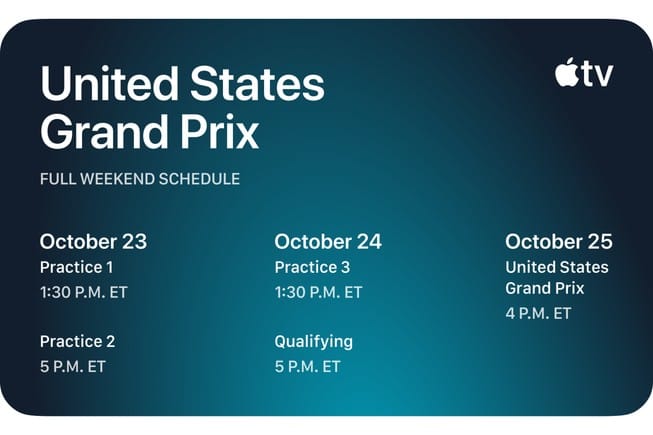 Apple TV får Dolby Atmos til F1 igen til weekendens Grand Prix i Austin - billede 6 fra apple.com