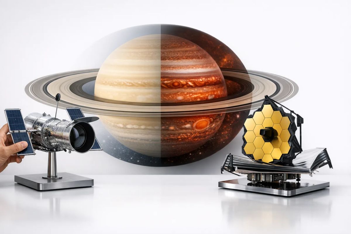 Webb og Hubble giver os et nyt, lag-for-lag blik på Saturns atmosfære Post feature image