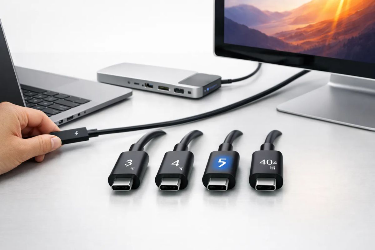 Thunderbolt 5 vs 4 vs 3 vs USB4: sådan vælger du kabel, dock og skærm til din Mac Post feature image