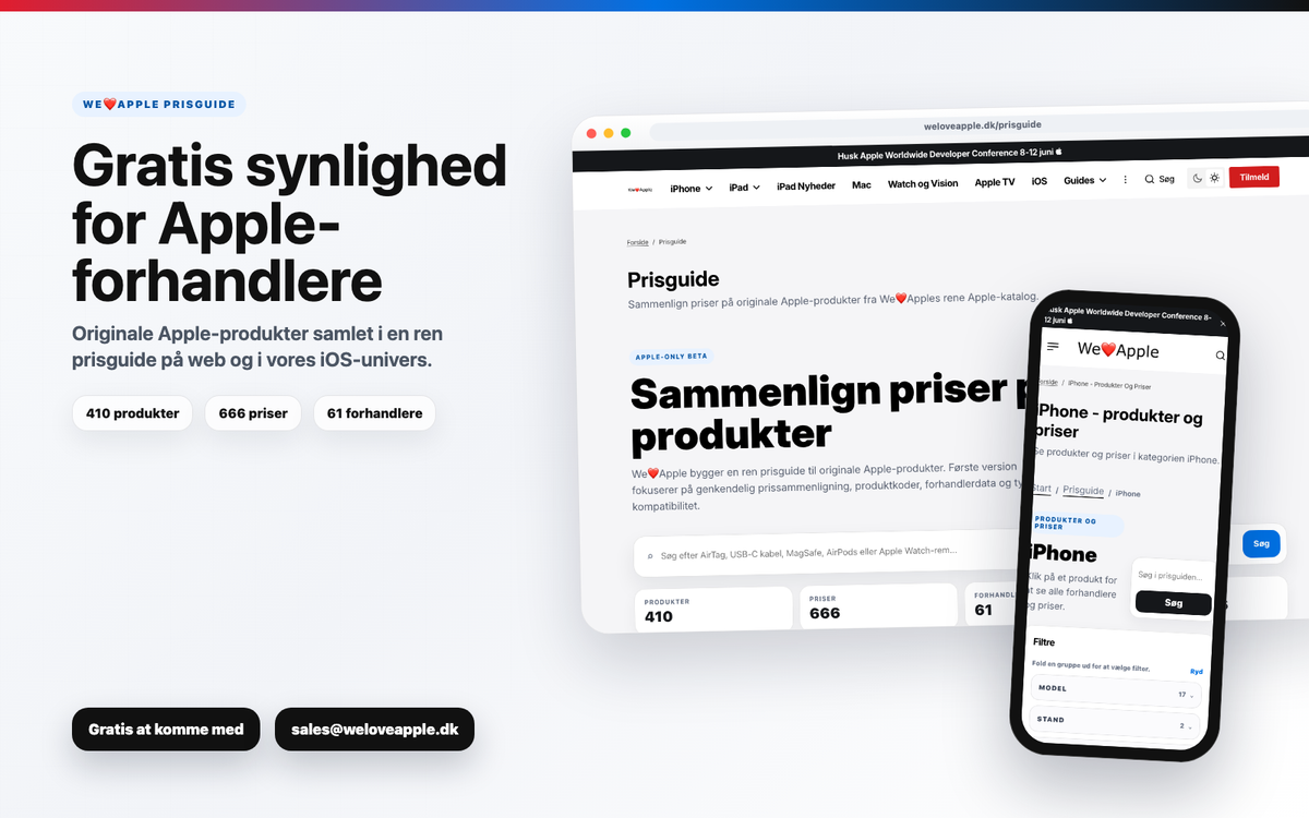 We❤️Apple Prisguide åbner døren for flere Apple-forhandlere Artikelbillede