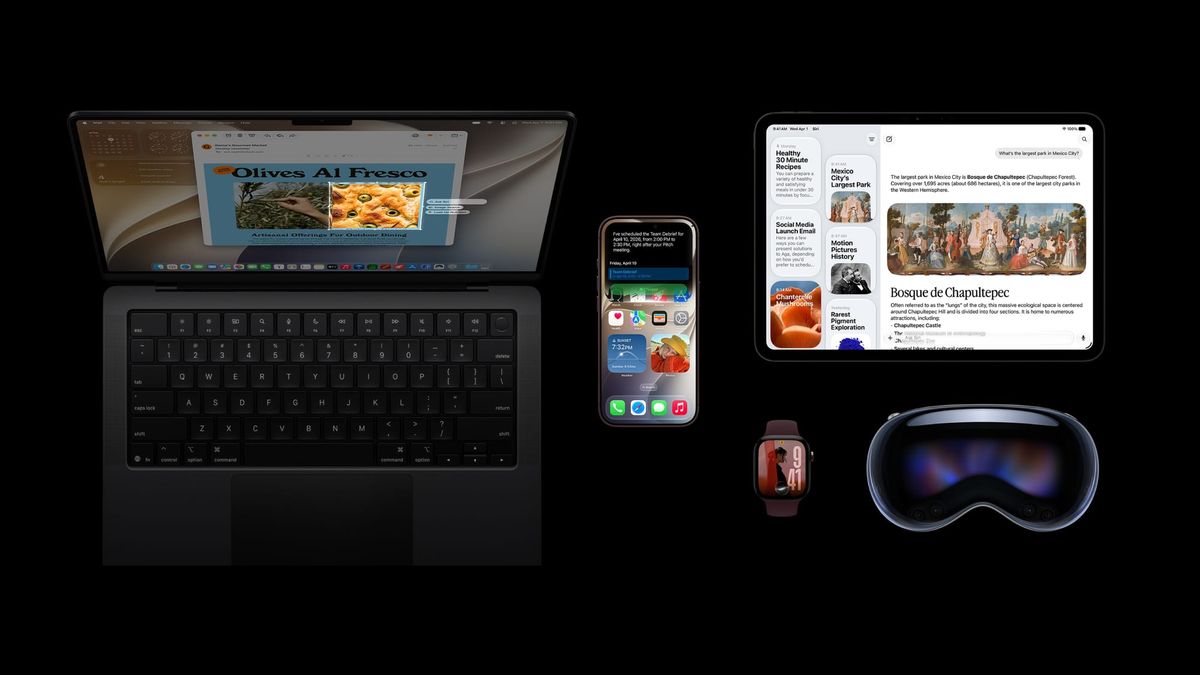Apples software vist på iPhone, iPad, Mac, Apple Watch og Vision Pro