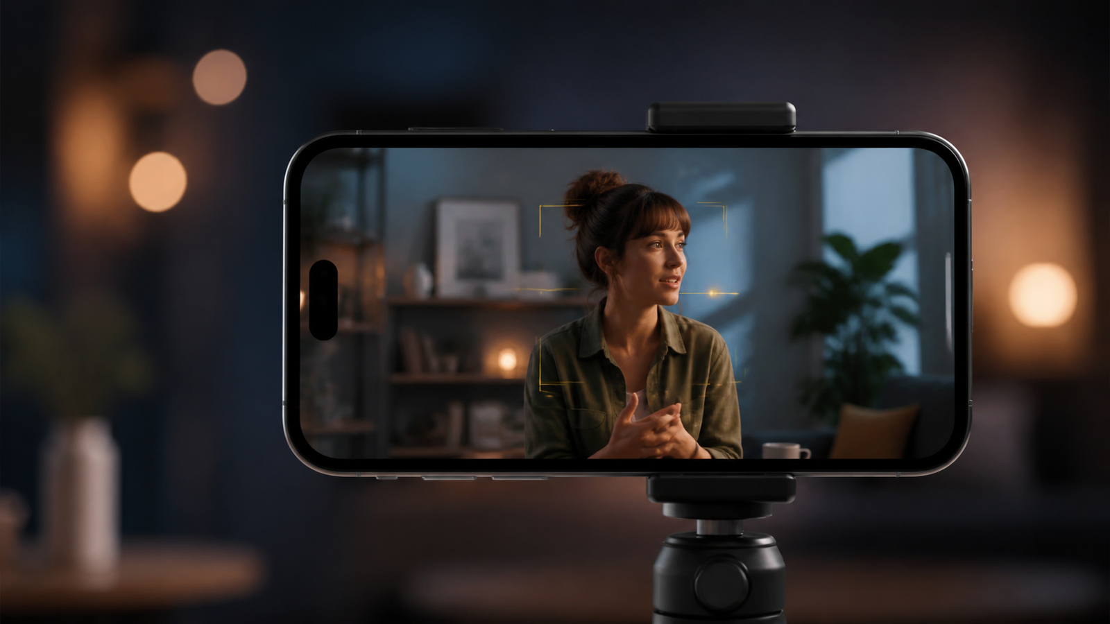 Original konceptillustration af smartphone der optager video med filmisk dybdeskarphed