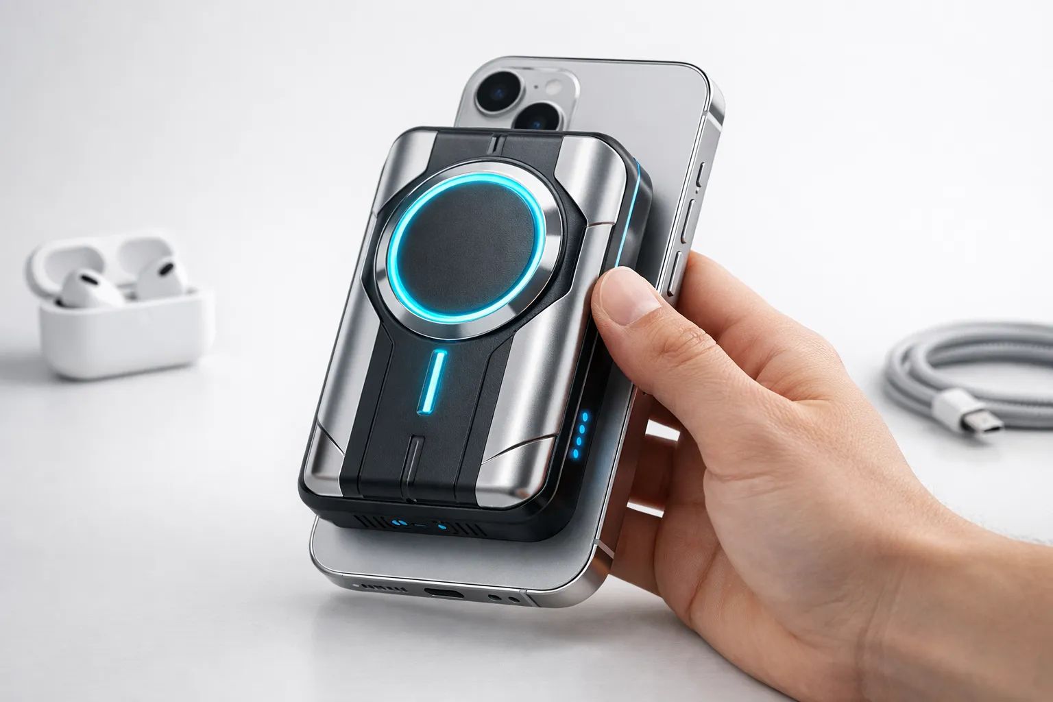 Test: Aulumu M10 Dual‑Mag 10K powerbank ligner sci-fi – men rammer den plet? Post image