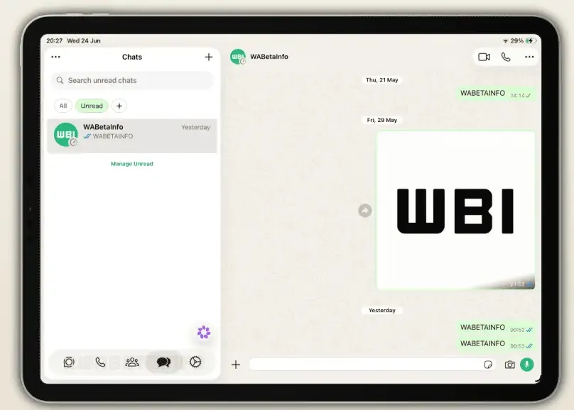 WhatsApp beta får Liquid Glass-design på iPad Artikelbillede