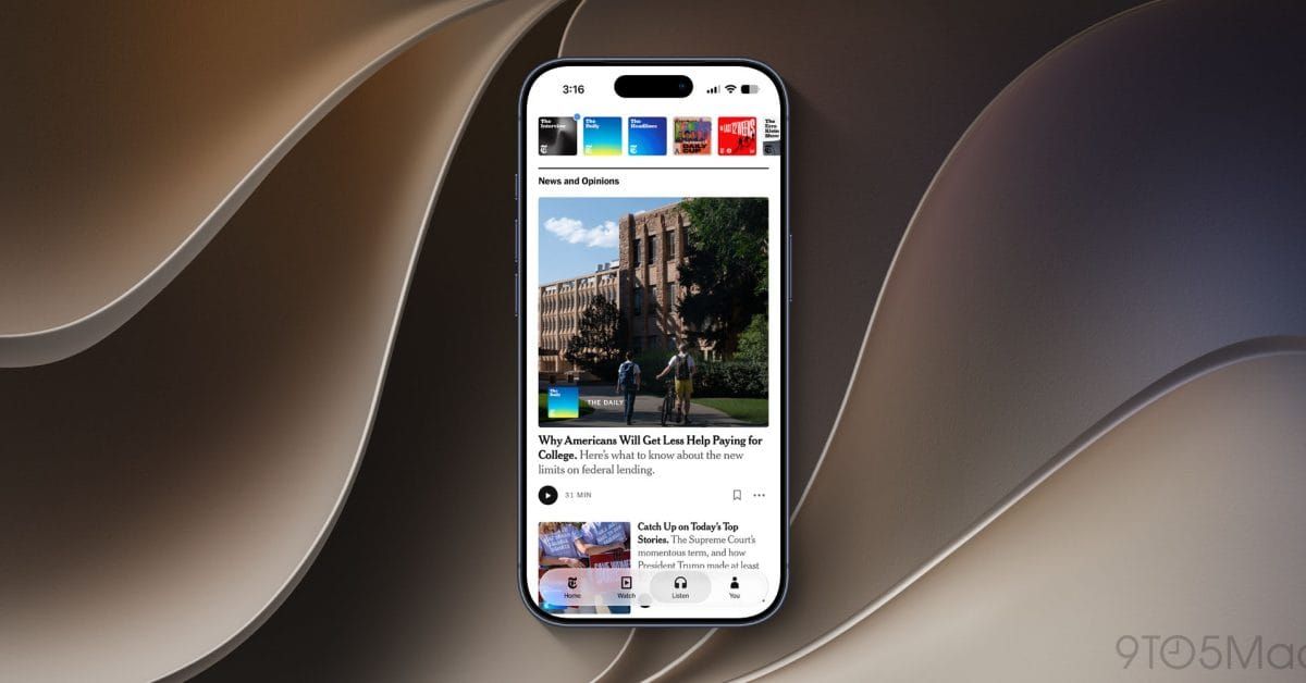 New York Times-appen får Liquid Glass på iPhone Artikelbillede