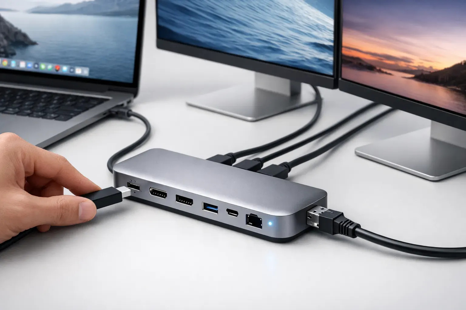 EZQuest USB4 Dual Display 8‑i‑1 Hub: To skærme på Mac – uden ekstra software Artikelbillede