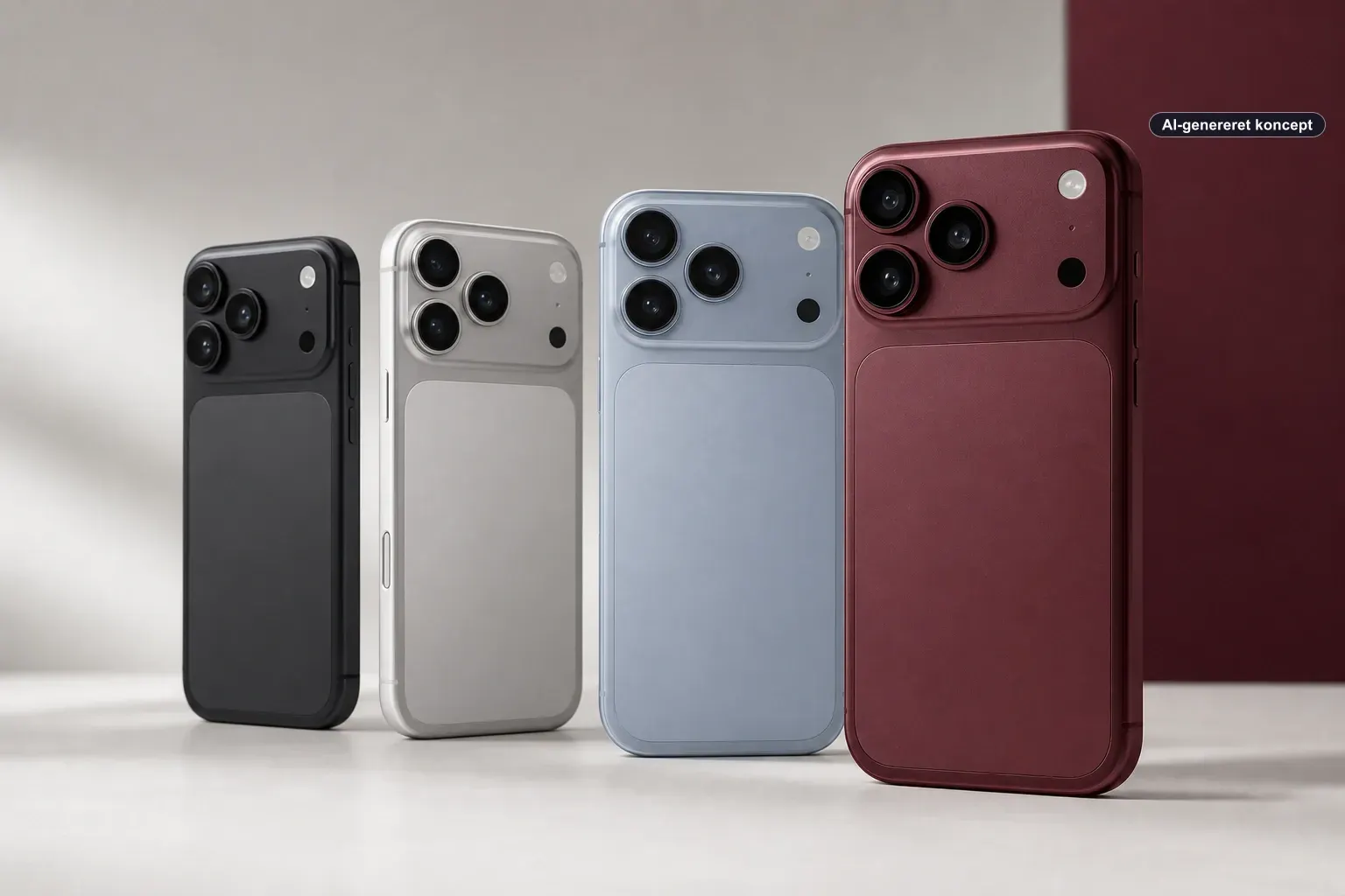 Apple viser iPhone 18 Pro i fire nye farver: burgundy, blå og sort Artikelbillede
