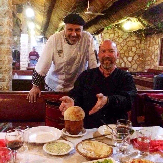 Me and Chef Nabil as he presents me with the lamb stew.