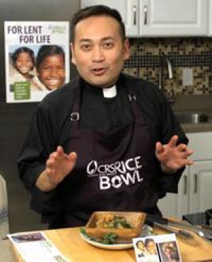 Fr Leo Cooks Up Lenten Recipes in CRS Rice Bowls Global Kitchen