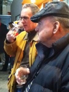 Author with his late father, sipping whiskey