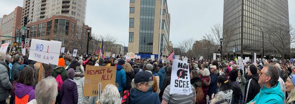 Evanston Hands Off rally