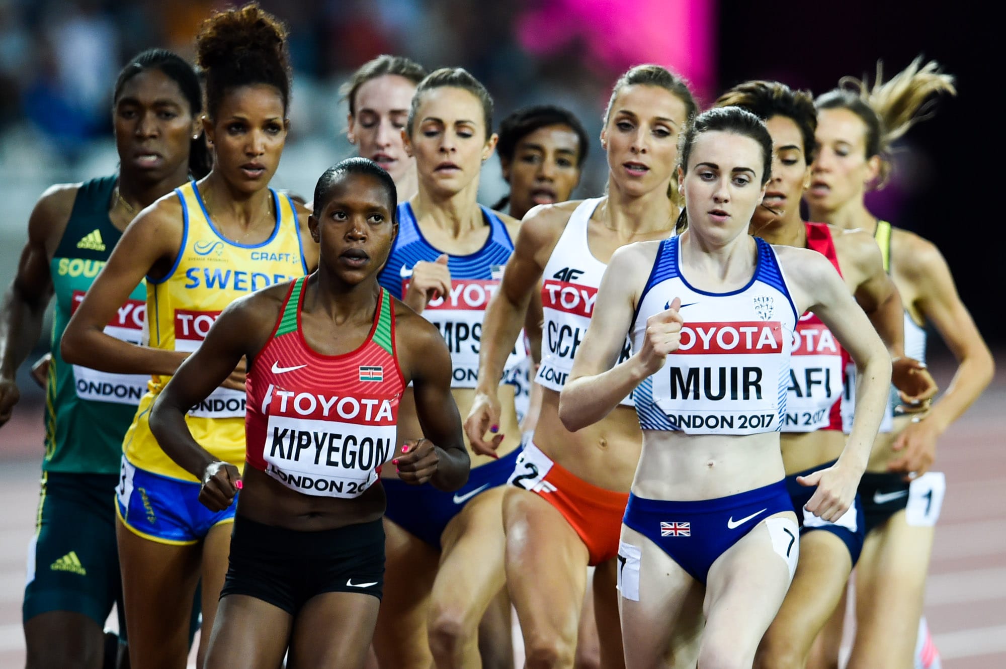 Runners at the women's 1500m event of the 2017 World Championship