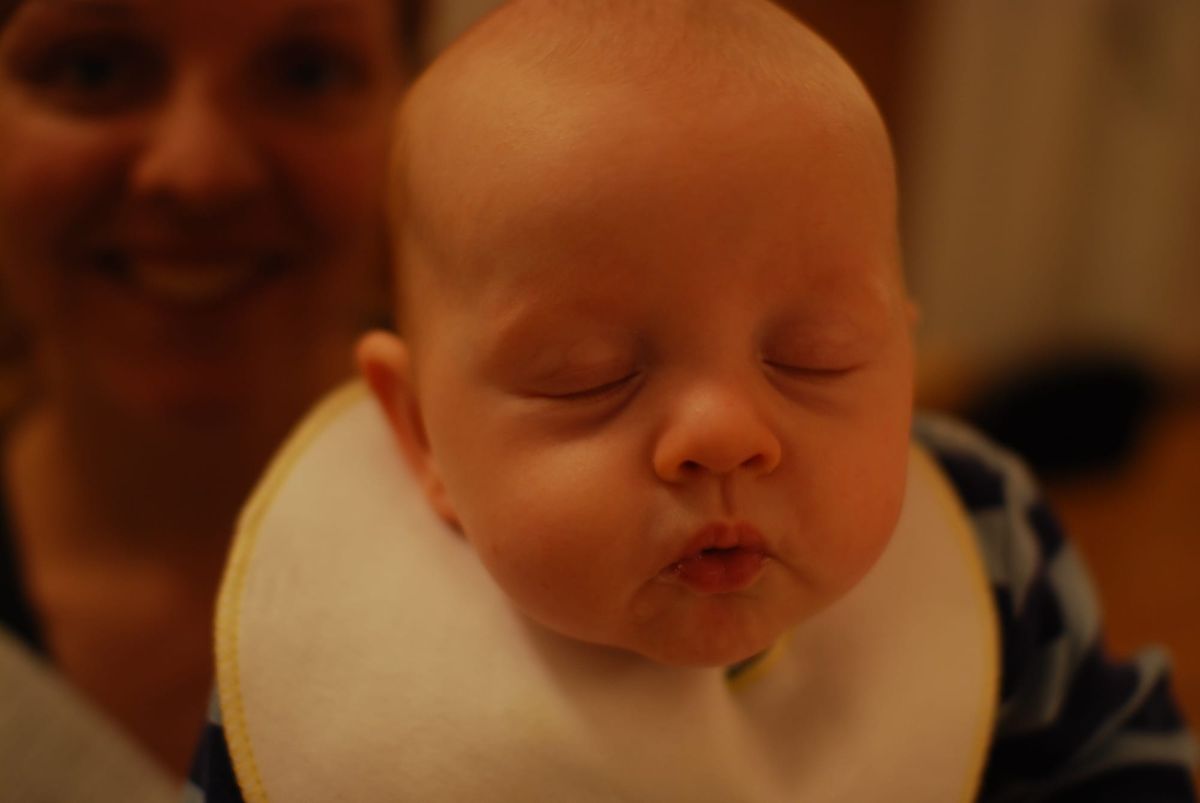 A baby blinking 