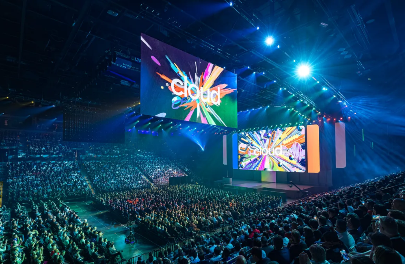 Image of the large room where Google showed off amazing new AI tools at Cloud Next 2025 in Las Vegas that will change how businesses work worldwide.