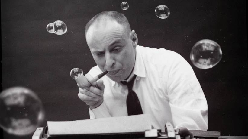 Harvey Kurtzman at his typewriter in The Mad World of Harvey Kurtzman