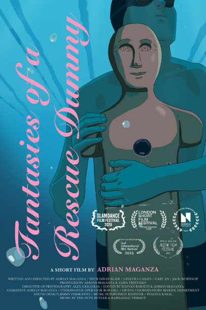 A still from Adrian Maganza's animated short Fantasies of a Rescue Dummy