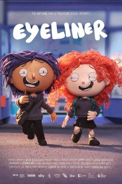 Poster for Aisha Boudjillouli's stop-motion short Eyeliner