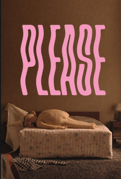 A felt figure lies on a bare mattress beneath the title in Anna Mantzaris's stop motion short Please