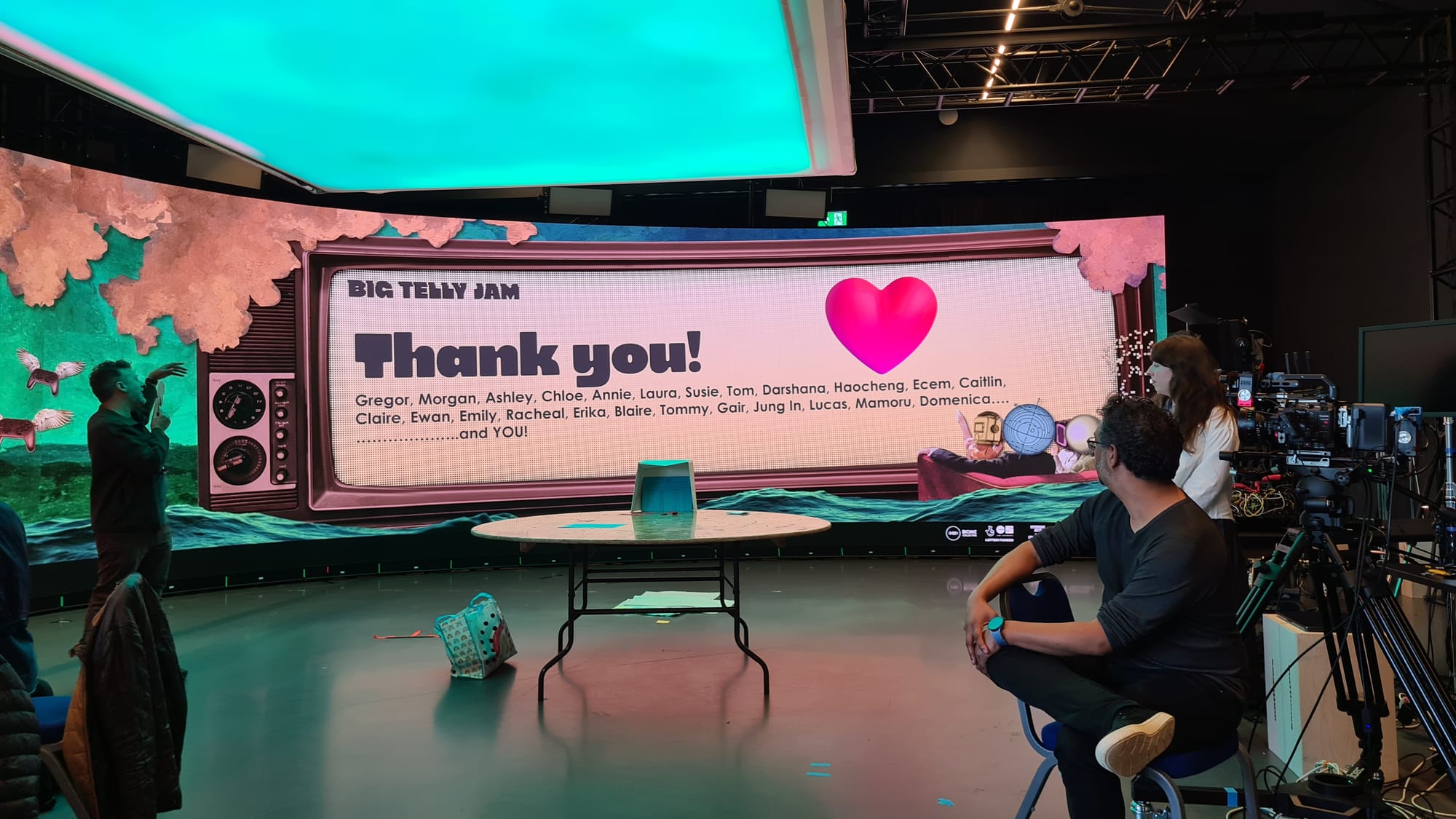 screen wall with big thank you  image listing those who hepled