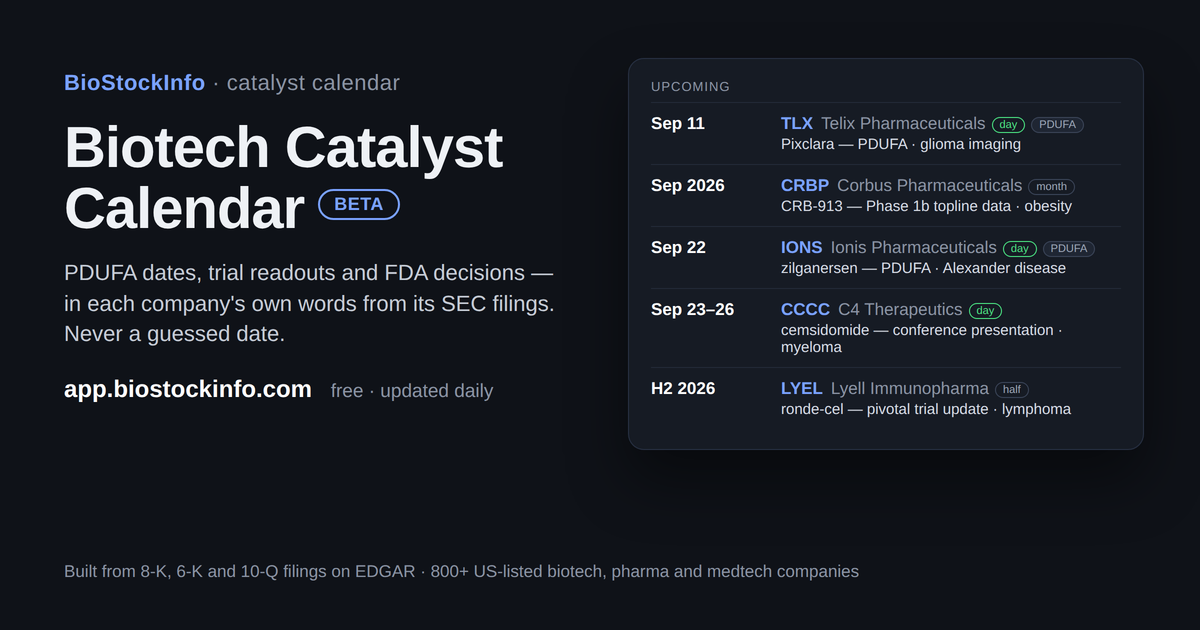 Biotech Catalyst Calendar