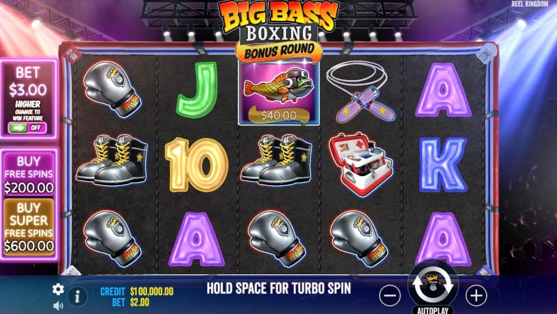 screenshot of Big Bass Boxing Bonus Round slot game