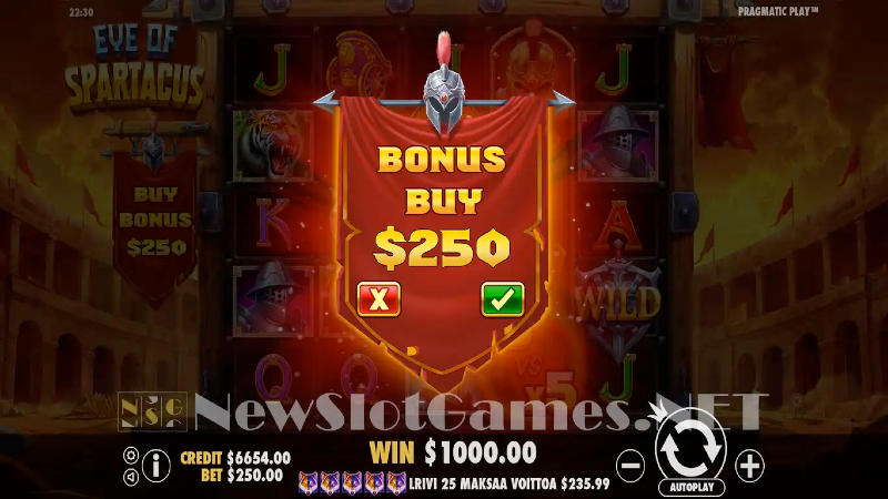 a screenshot of eye of spartacus bonus buy