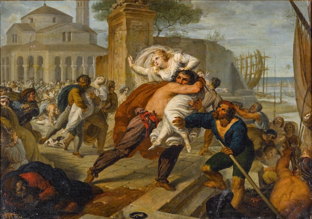 Giovanni Andrea Darif, The Abduction of the Venetian Wives, 1829, oil on canvas