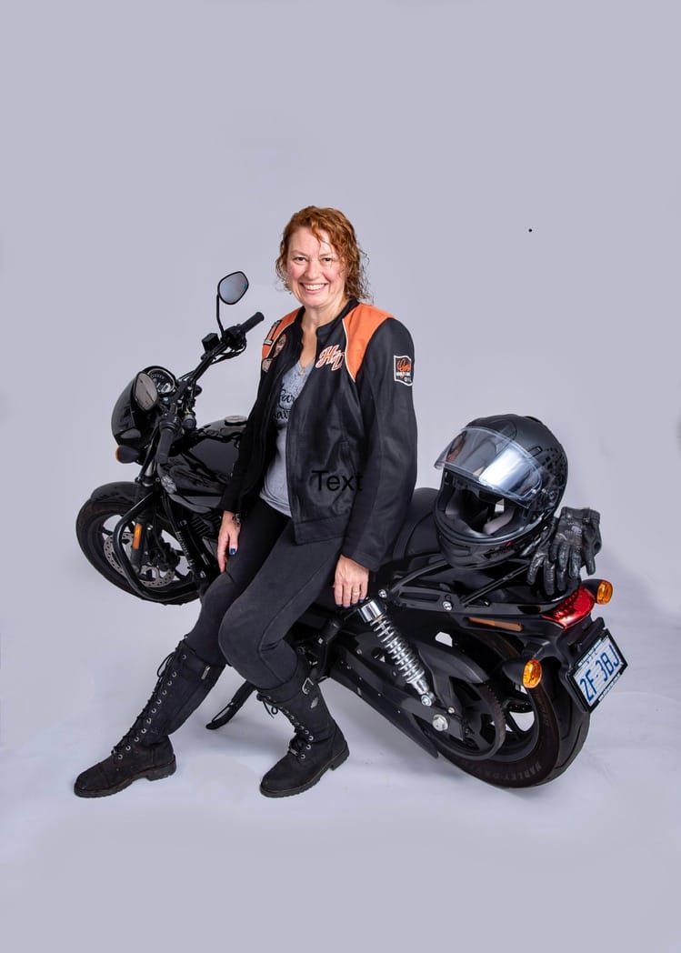 Karina Kerr with her Harley Davidson