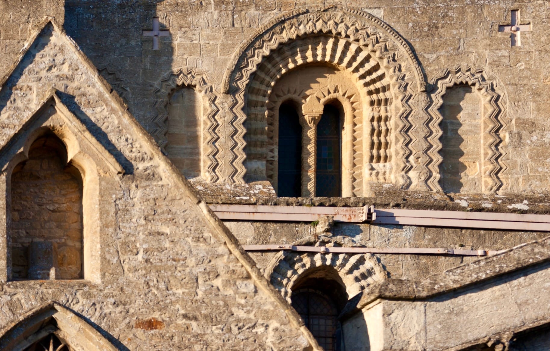 Chevron stone carving at St John the Baptist, Burford