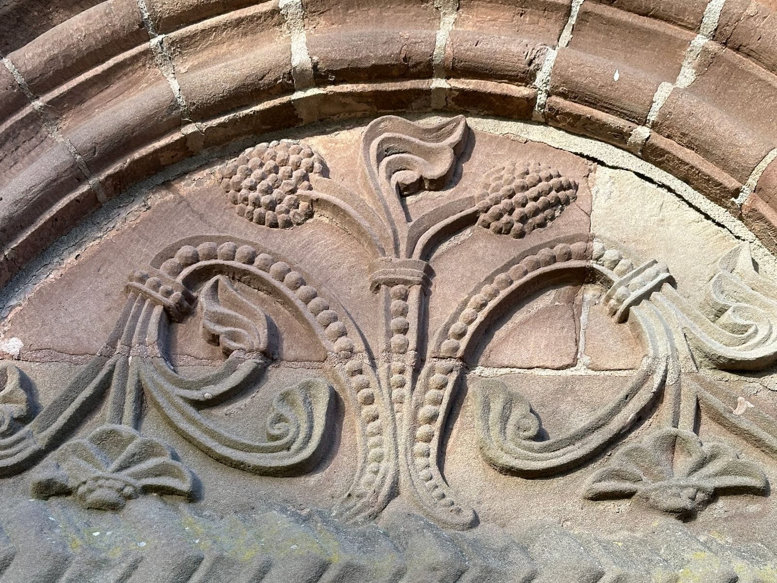 Foliage and animal stone carving at Kilpeck