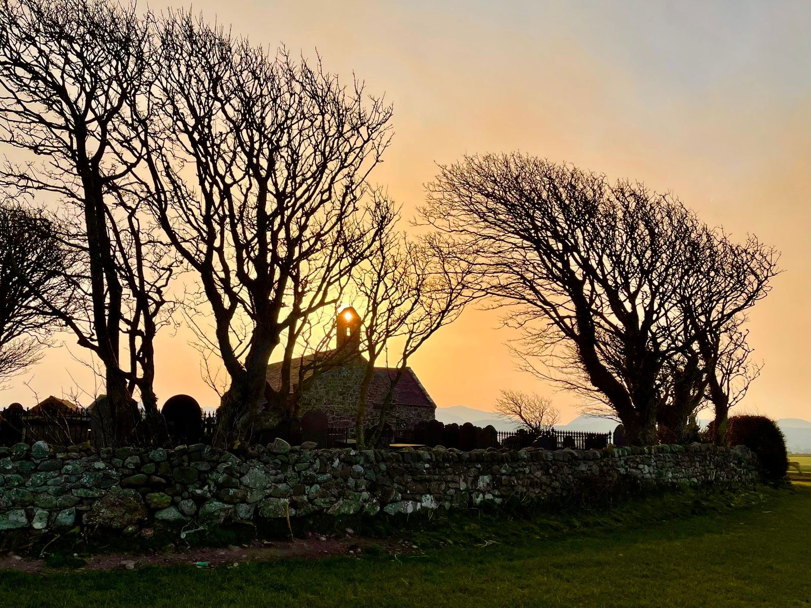 The landscape around St Baglan's in Gwynedd