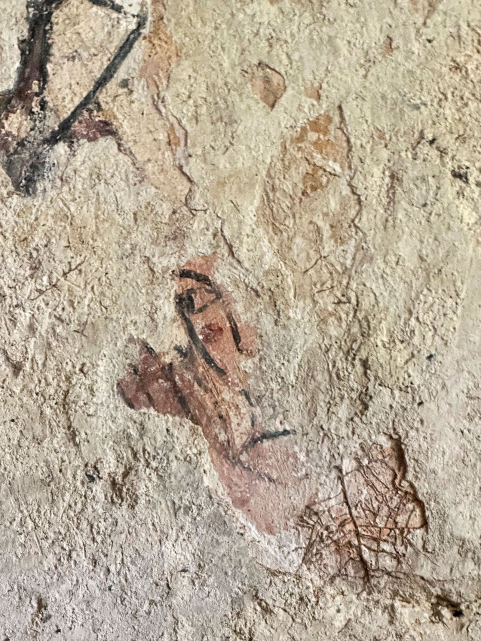 A painted medieval face surviving beneath the limewash at Gumfreston