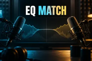 iZotope RX 12 EQ Match shown with two dialogue microphones and frequency curves aligned for a consistent tonal balance.