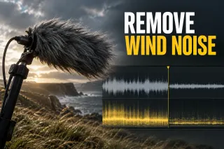 iZotope RX 12 De-wind reducing low-frequency wind rumble around an outdoor dialogue recording.