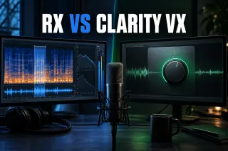 iZotope RX 12 and Waves Clarity Vx compared as detailed spectral repair and fast dialogue noise reduction workflows.