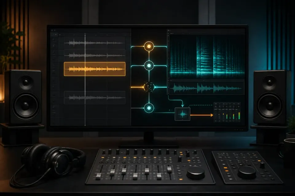 Broken audio round trip repaired between a DAW timeline and spectral editor