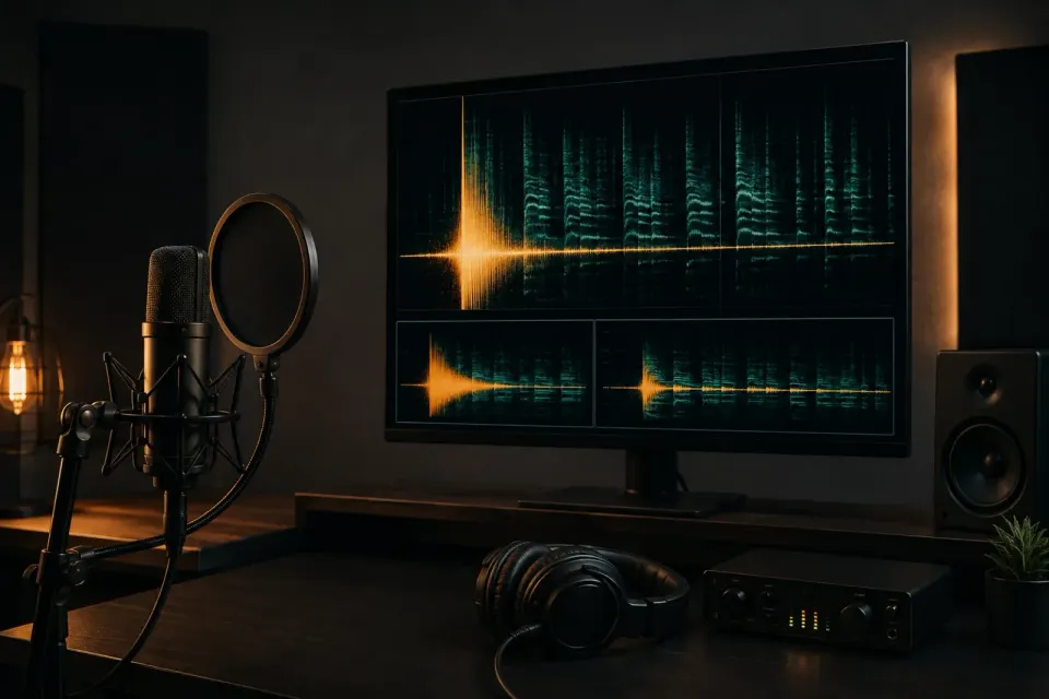 Low-frequency microphone plosive isolated while vocal harmonics remain intact