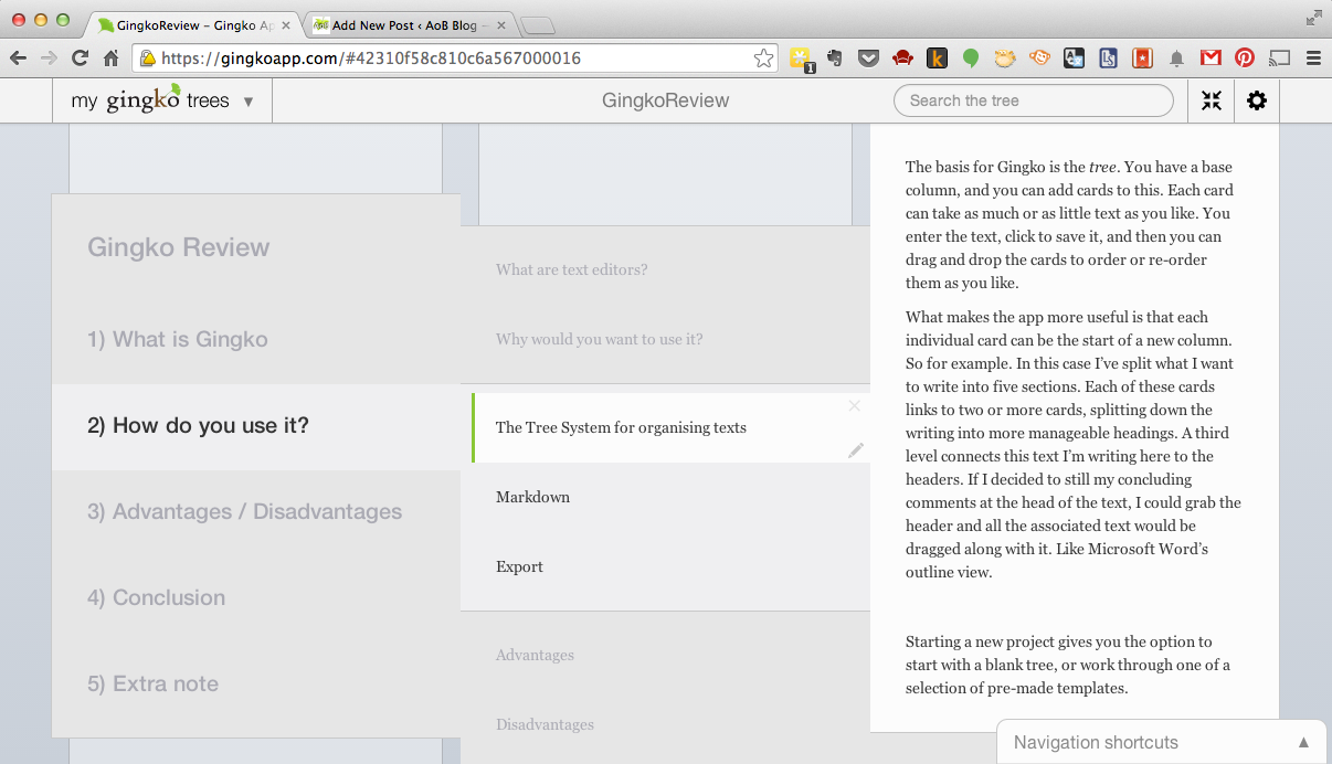 Gingko, una herramienta de escritura que te ayudará a organizar tu texto