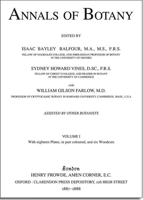 Cent vingt-cinq ans de la Annals of Botany