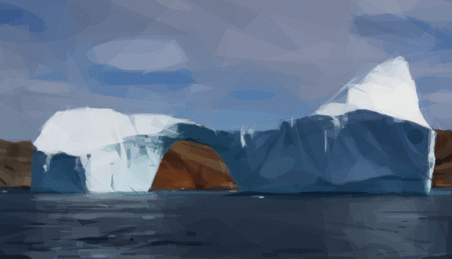 Iceberg con agujero cerca de Sandersons Hope