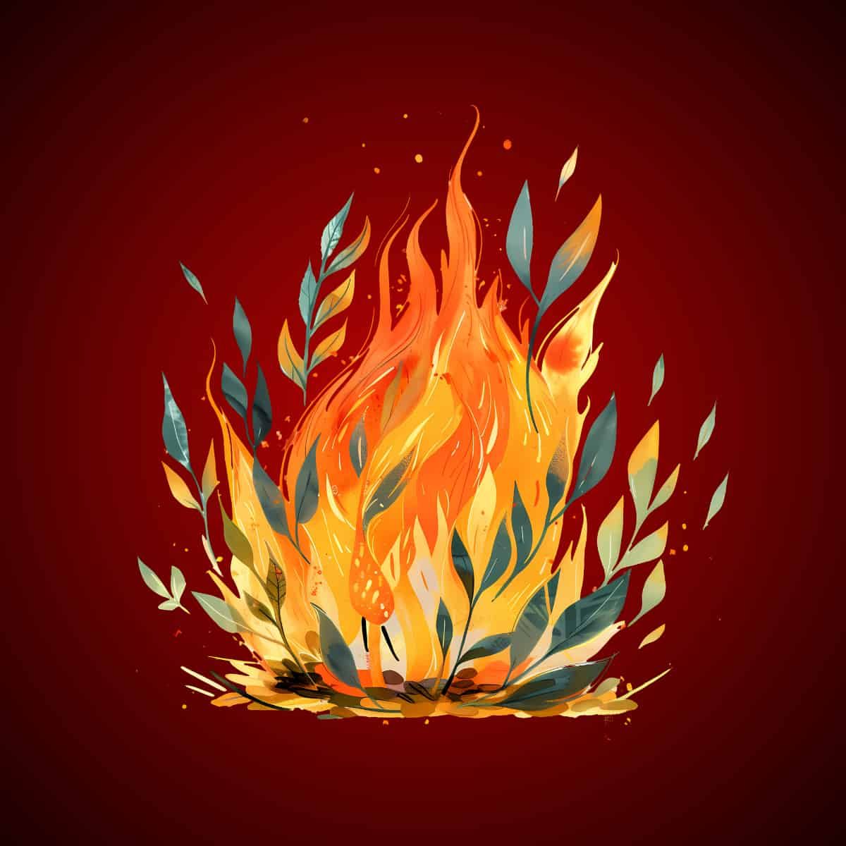 Flowers on fire