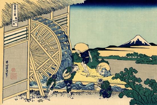 Image : Katsushika Hokusai, moulin à eau à Onden (1826–1833).