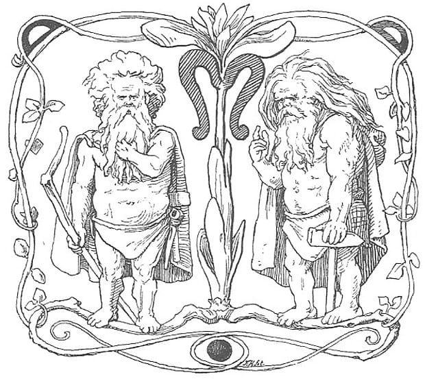 Imagem: Loren Frølich, de Den ældre Eddas Gudesange de Karl Gjellerup, 1895.